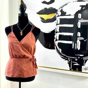 Express Rose Cross-Front Spaghetti Strap Top, Size S